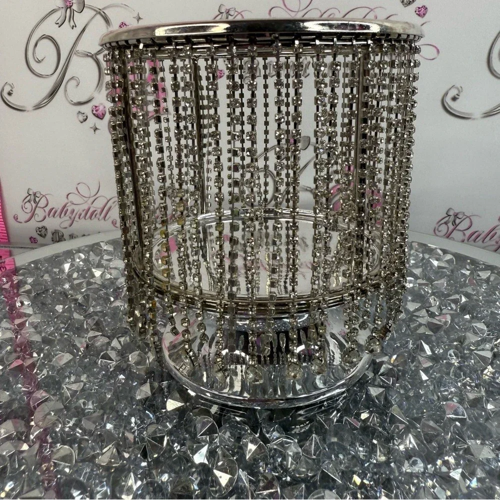Bath & Body Works candle holder rhinestone Silver Beaded Cascade Votive Holder - Picture 3 of 6